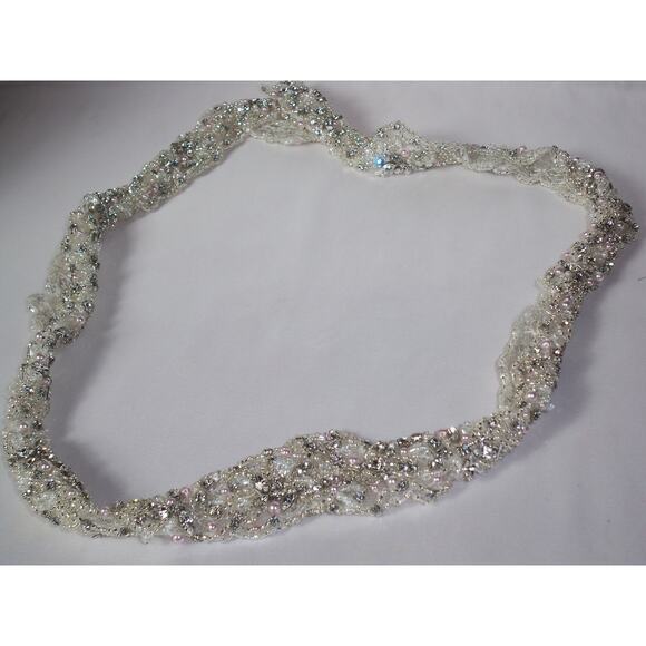 Rhinestone beaded bridal belt sash, bridal wedding sash belt, rhinestone belt - Picture 3 of 6